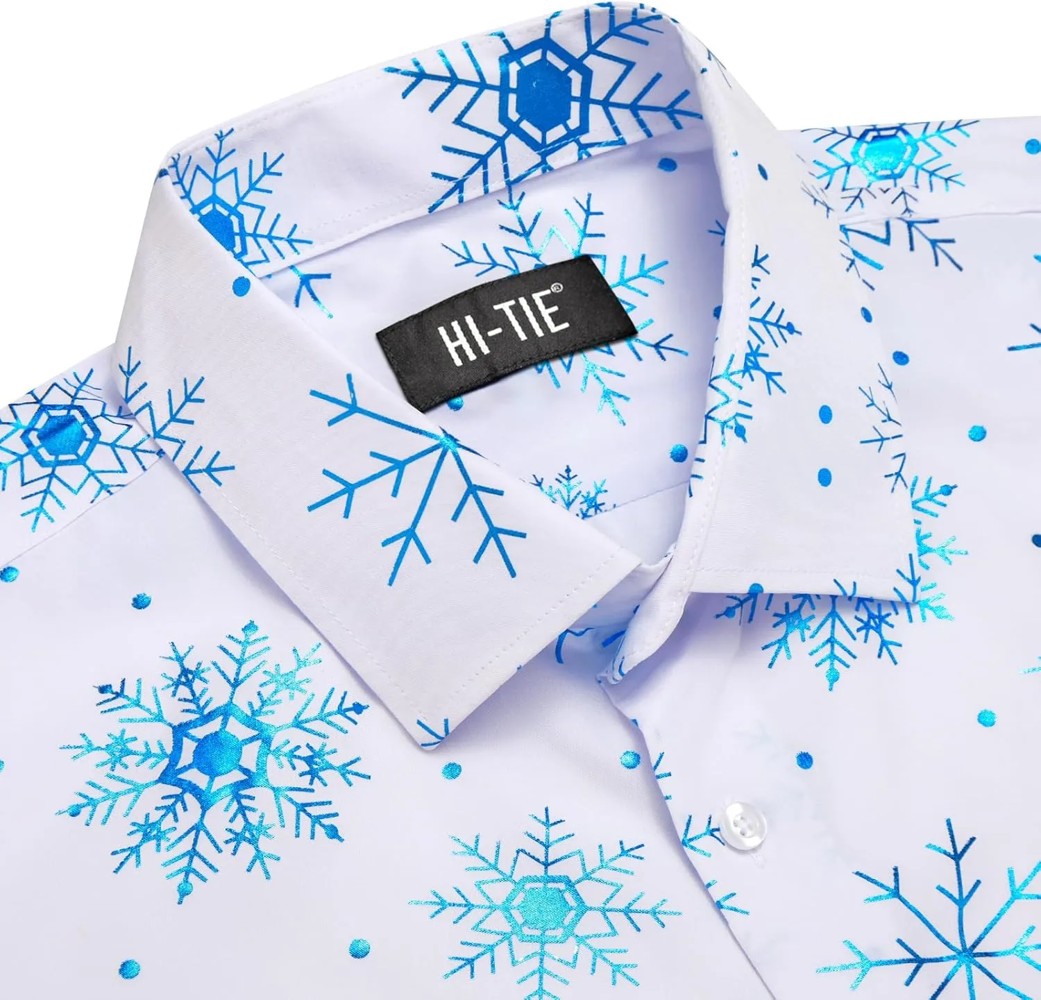 Hi-Tie Mens Christmas Dress Shirts Long Sleeve Casual Ugly Santa Claus Button Down Xmas Shirts for Men Party Holiday
