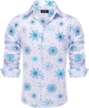 Hi-Tie Mens Christmas Dress Shirts Long Sleeve Casual Ugly Santa Claus Button Down Xmas Shirts for Men Party Holiday