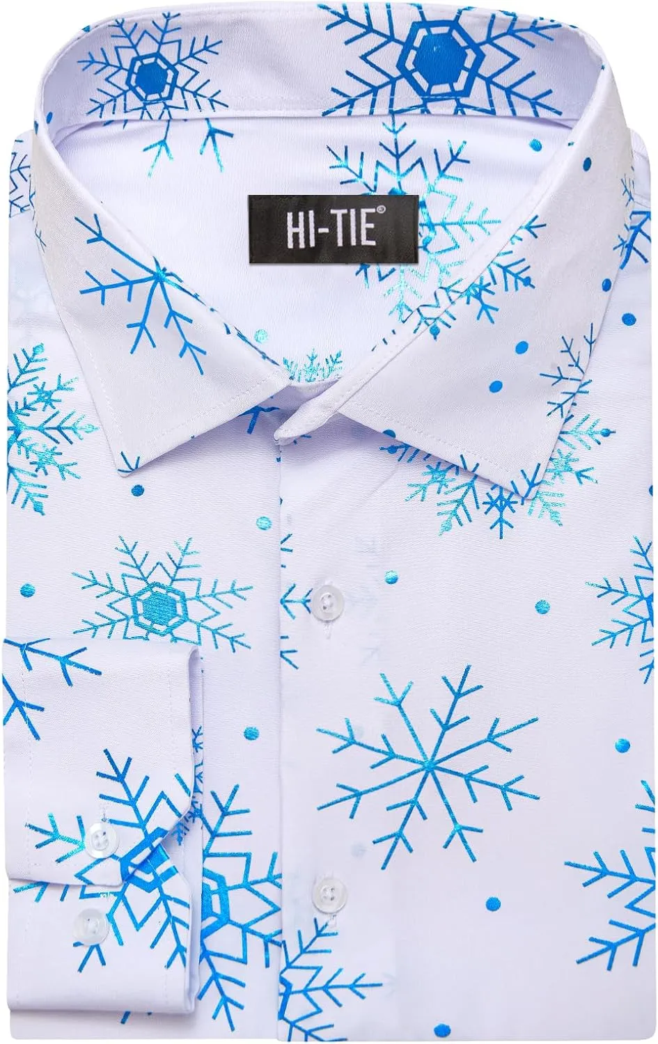 Hi-Tie Mens Christmas Dress Shirts Long Sleeve Casual Ugly Santa Claus Button Down Xmas Shirts for Men Party Holiday