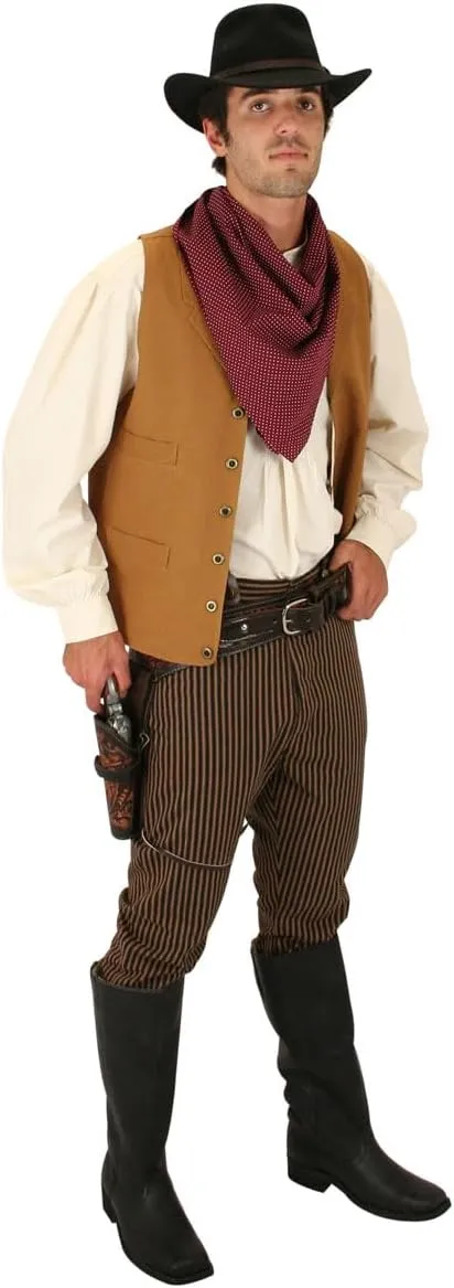 Historical Emporium Men's Cotton Canvas Casual Work Vest, Victorian Old West Edwardian Classic Waistcoat
