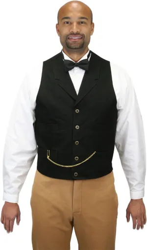 Historical Emporium Men's Cotton Canvas Casual Work Vest, Victorian Old West Edwardian Classic Waistcoat