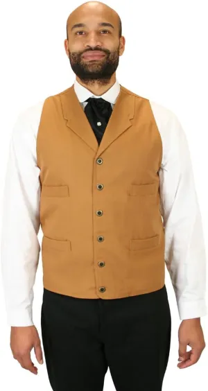Historical Emporium Men's Cotton Canvas Casual Work Vest, Victorian Old West Edwardian Classic Waistcoat