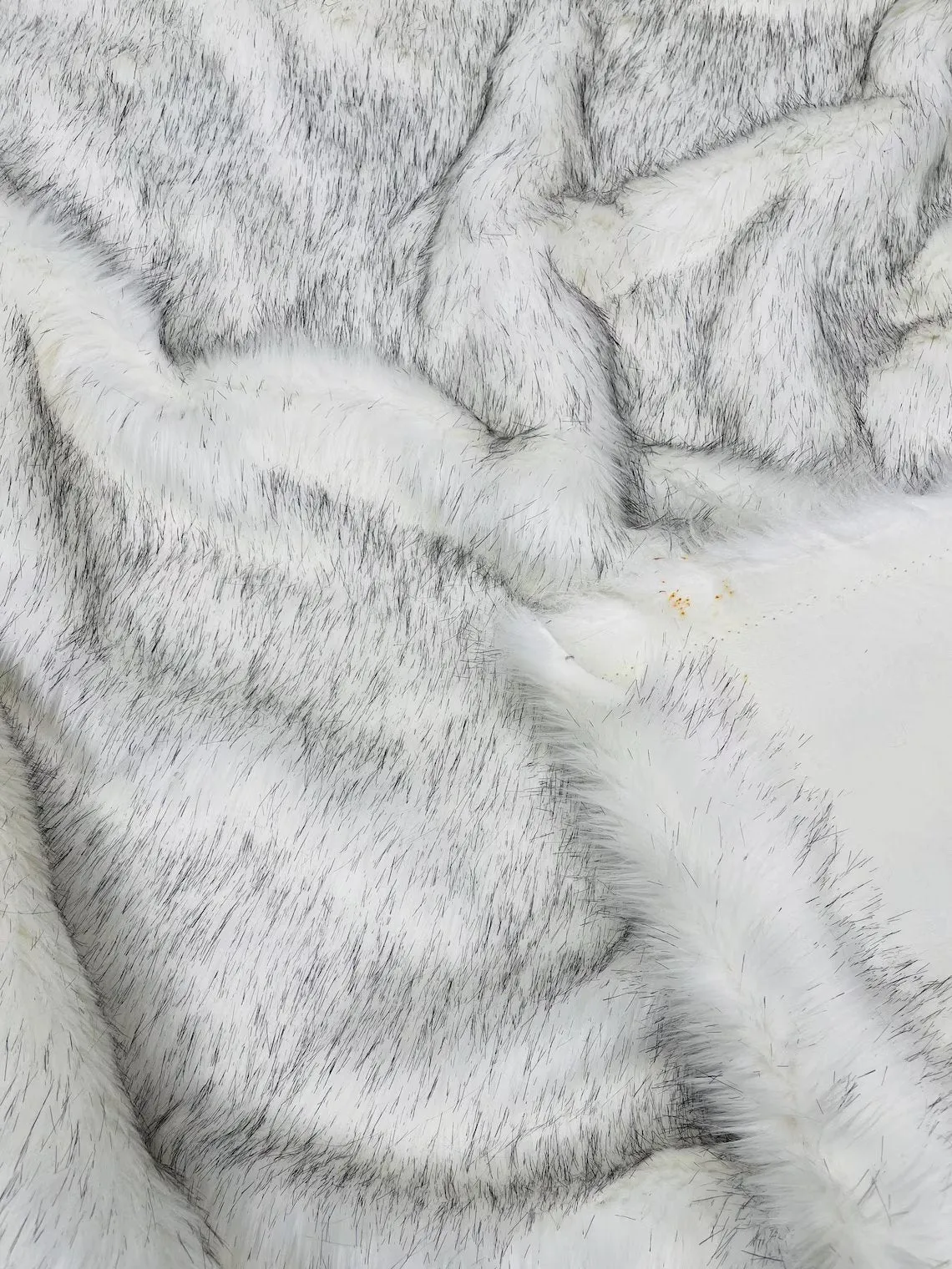 Husky Long Pile Fur Fabric - White / Black - Faux Husky Fur Fabric 2 Tone Shaggy Fur By Yard