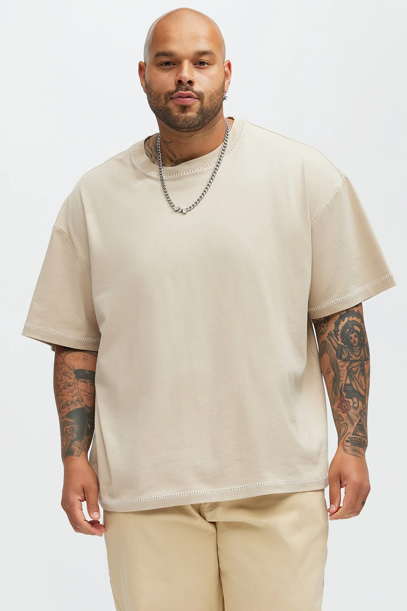 Jacob Stitch Relaxed Tee - Tan