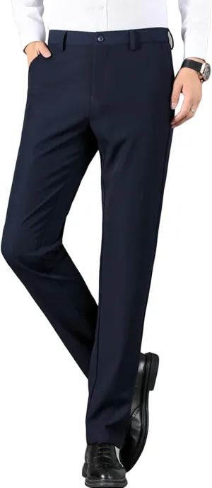 JEShifangjiusu Men's Skinny Fit Stretch Dress Pant Classic-Fit Wrinkle-Resistant Pleated Chino Pant Lightweight Athletic Pant