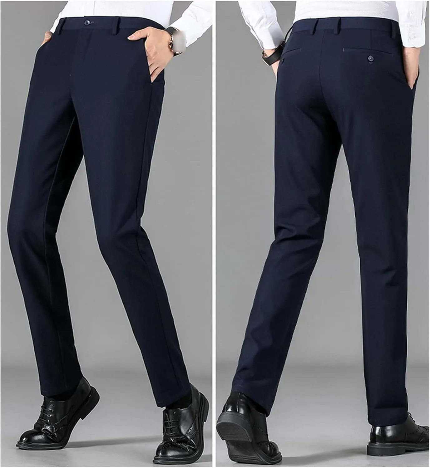 JEShifangjiusu Men's Skinny Fit Stretch Dress Pant Classic-Fit Wrinkle-Resistant Pleated Chino Pant Lightweight Athletic Pant
