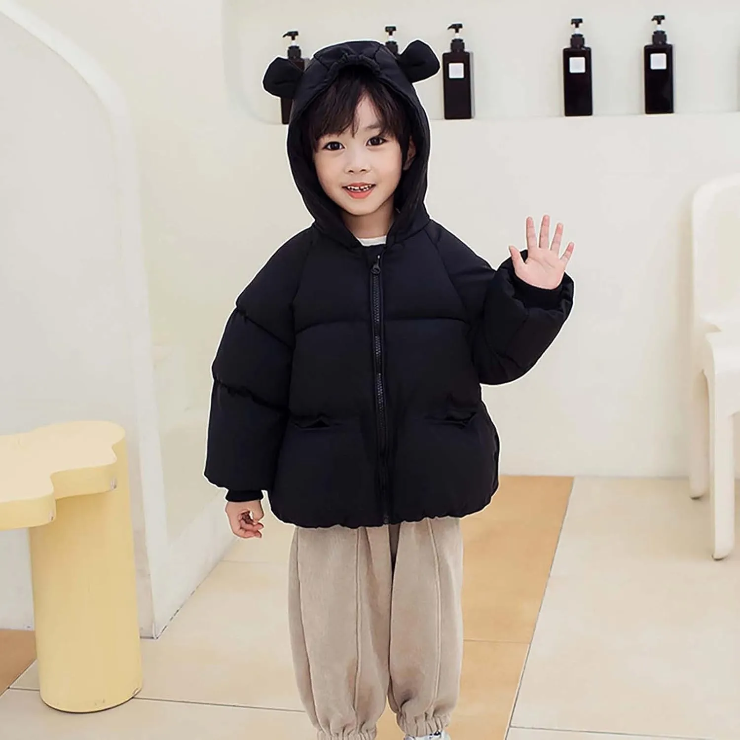 Kid's Wear Kids Toddler Baby Girls Boys Winter Warm Thick Solid Cotton Long Sleeve Padded Coats for Toddler Boys