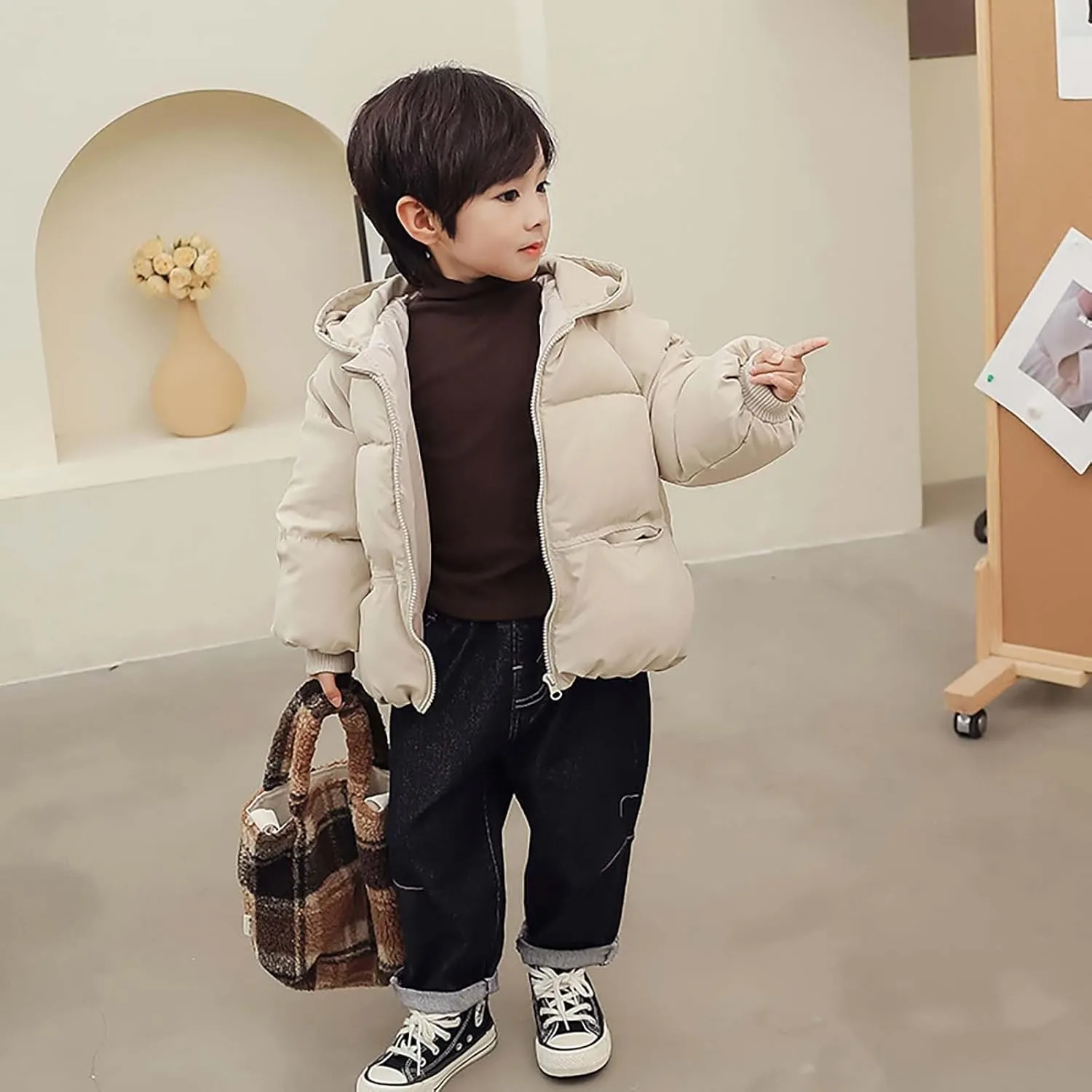 Kid's Wear Kids Toddler Baby Girls Boys Winter Warm Thick Solid Cotton Long Sleeve Padded Coats for Toddler Boys