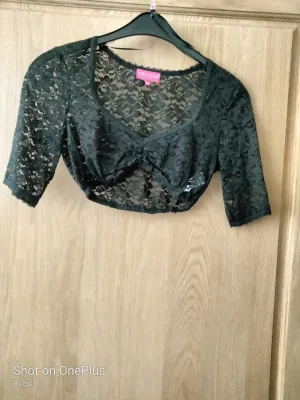 Krueger Elegant Lace  Dirndl Blouse Black