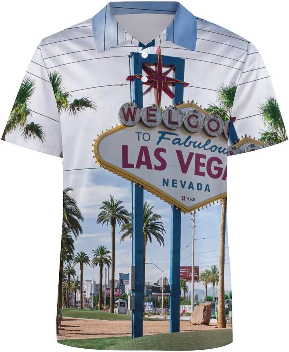 Las Vegas Mens Polo Shirts Quick Dry Short Sleeve T-shirts Slim Tennis Collared Tees Tops