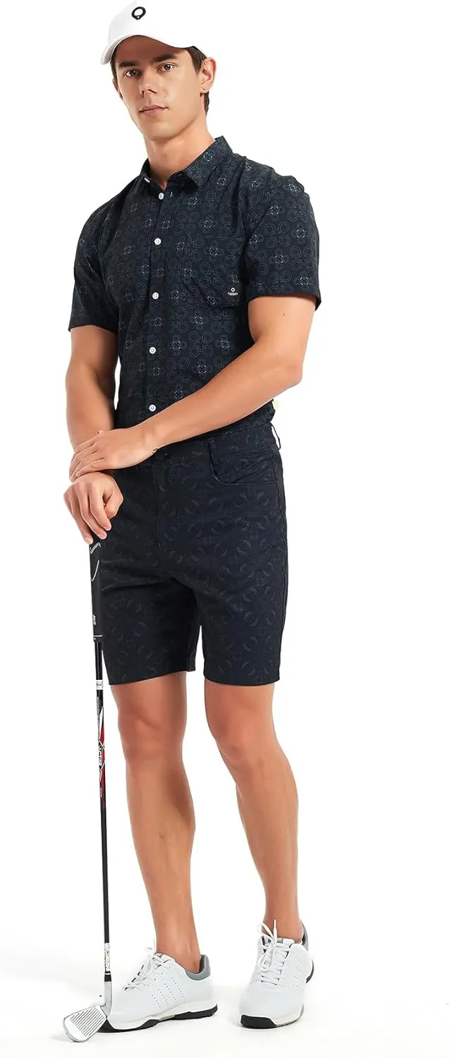 Lesmart Mens Golf Shirts Casual Short Sleeve Quick-Dry Print Light Weight Shirts for Men