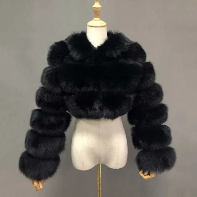 Luxury Real Women Silver Gold Fox Fur Coats With Fur Hood Jacket