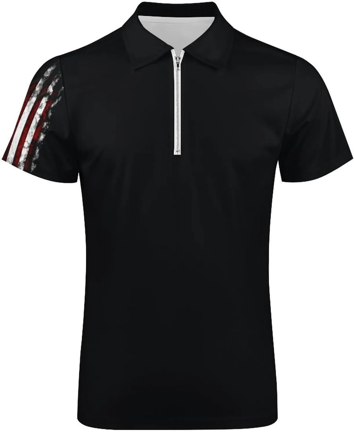 Maryland Flag Mens Zipper Polo-Shirts Short Sleeve Slim Fit Tees Tops