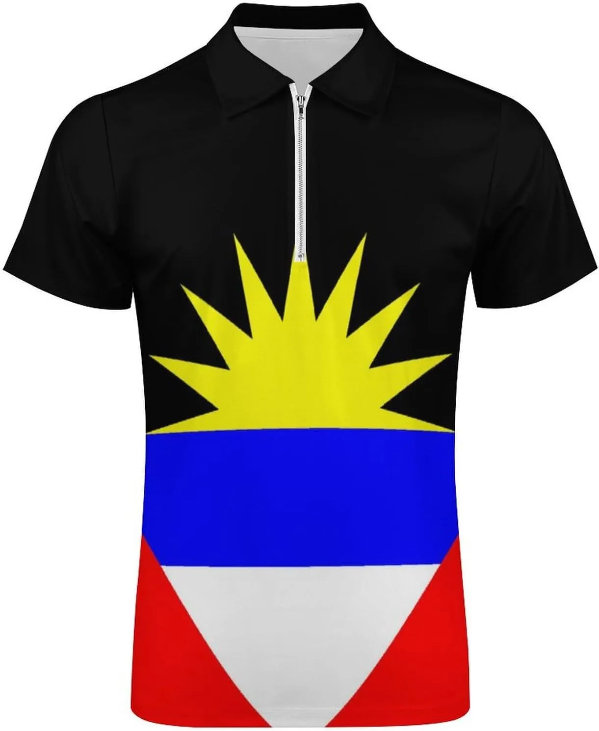 Maryland Flag Mens Zipper Polo-Shirts Short Sleeve Slim Fit Tees Tops