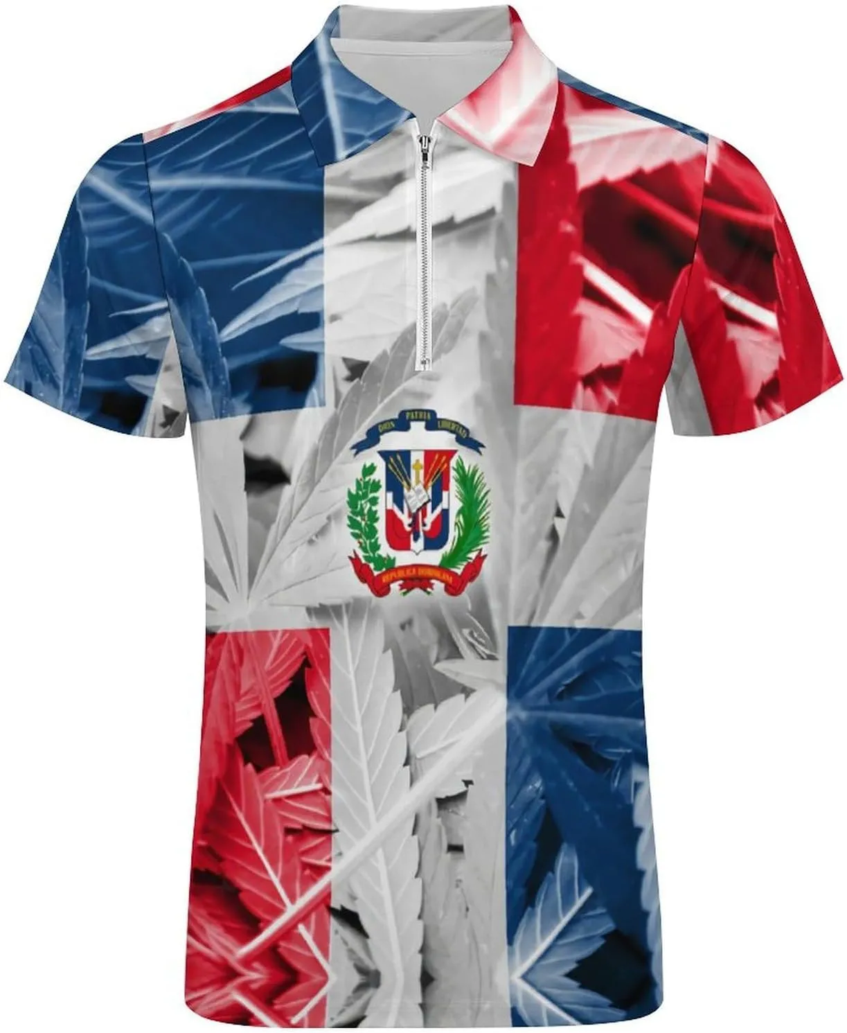 Maryland Flag Mens Zipper Polo-Shirts Short Sleeve Slim Fit Tees Tops