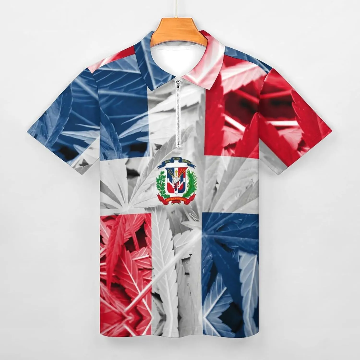 Maryland Flag Mens Zipper Polo-Shirts Short Sleeve Slim Fit Tees Tops
