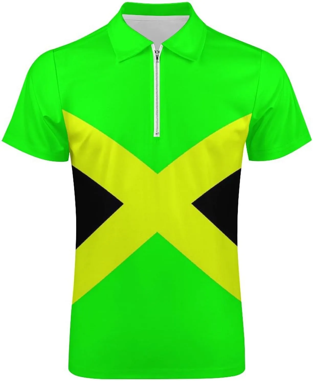 Maryland Flag Mens Zipper Polo-Shirts Short Sleeve Slim Fit Tees Tops
