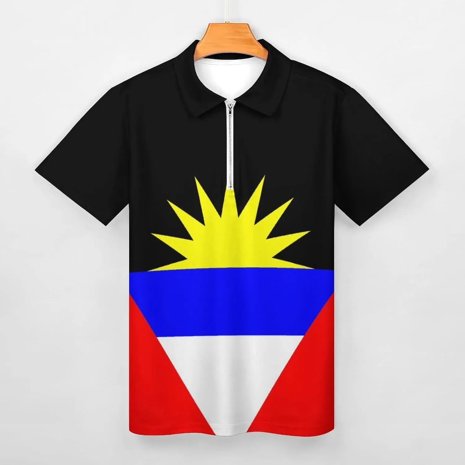 Maryland Flag Mens Zipper Polo-Shirts Short Sleeve Slim Fit Tees Tops