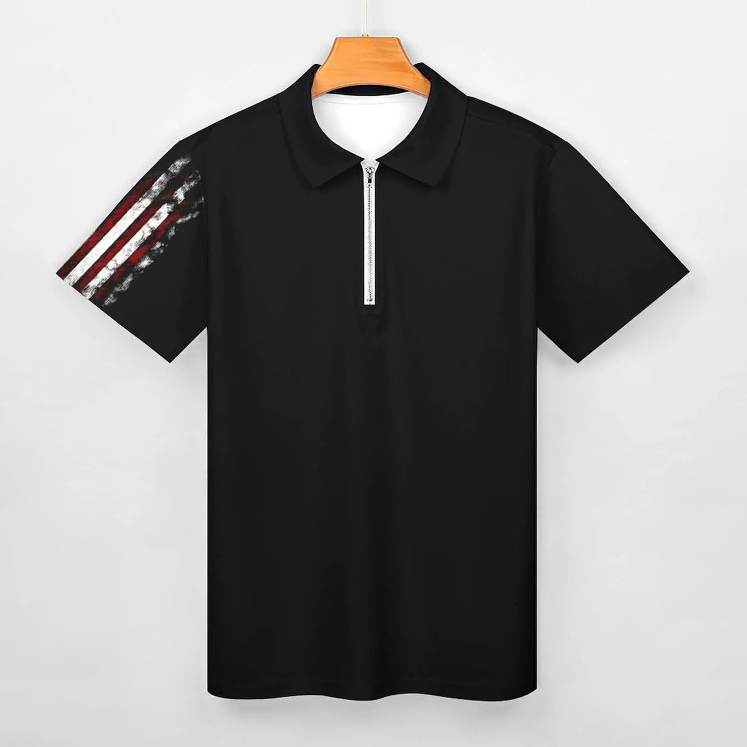 Maryland Flag Mens Zipper Polo-Shirts Short Sleeve Slim Fit Tees Tops
