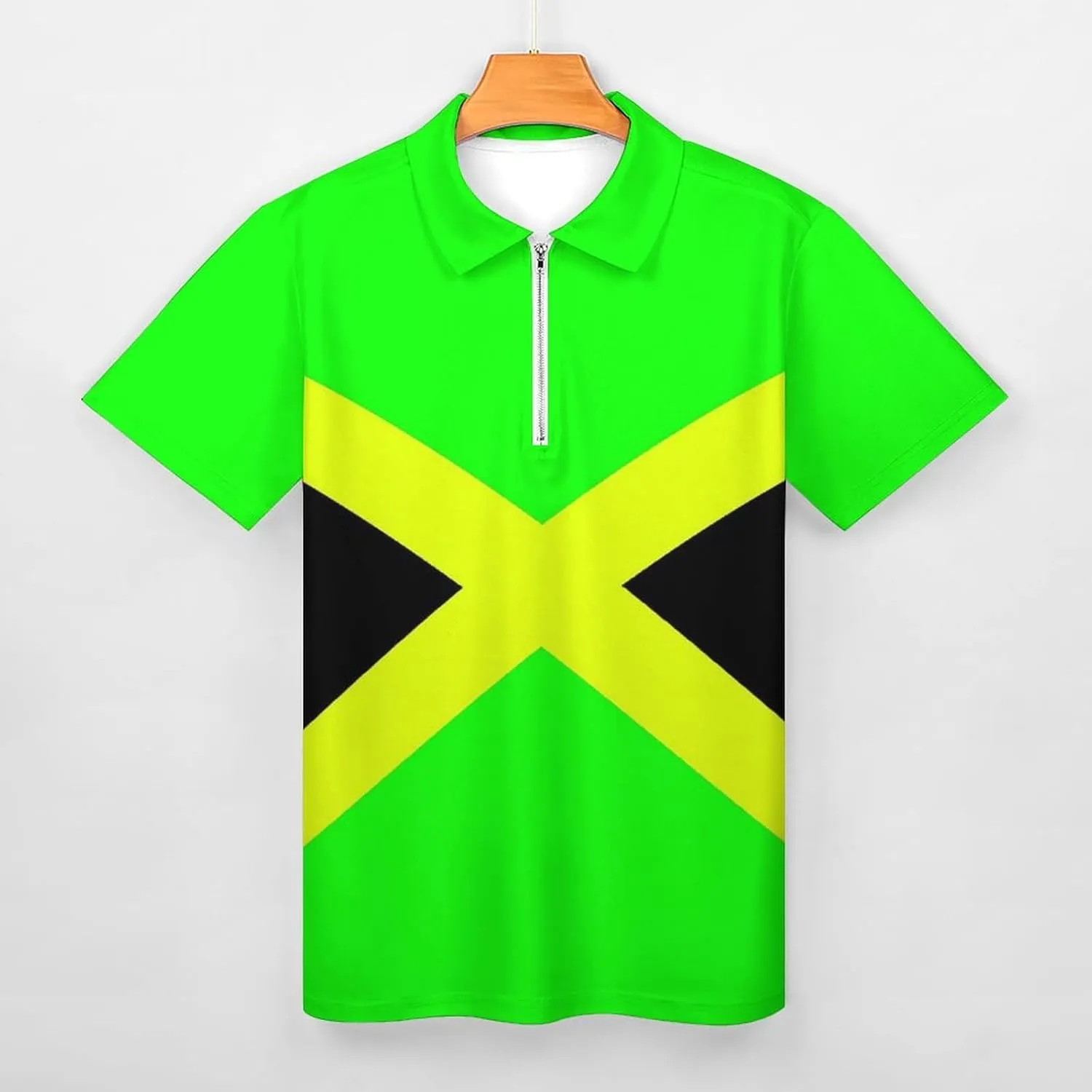 Maryland Flag Mens Zipper Polo-Shirts Short Sleeve Slim Fit Tees Tops