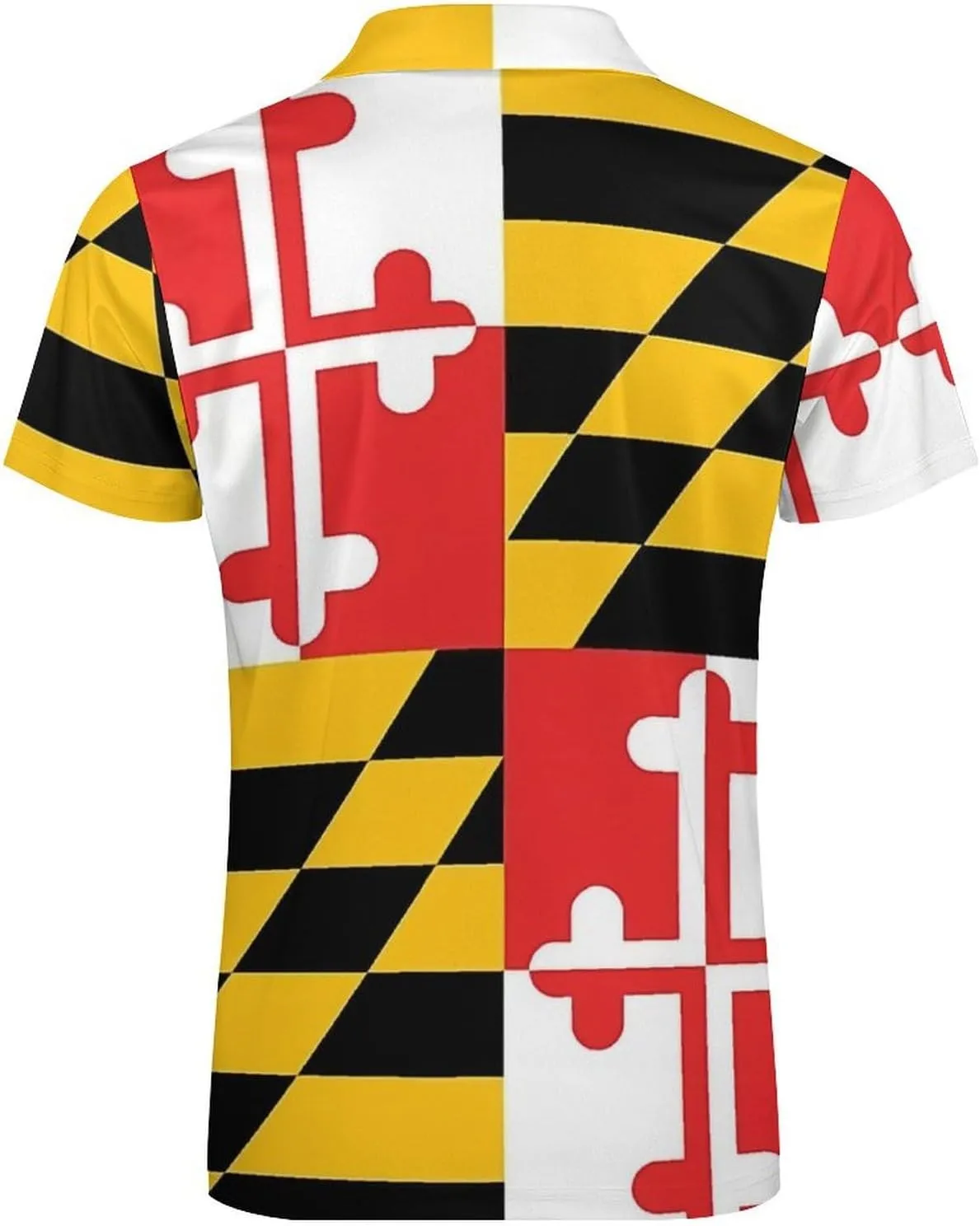 Maryland Flag Mens Zipper Polo-Shirts Short Sleeve Slim Fit Tees Tops