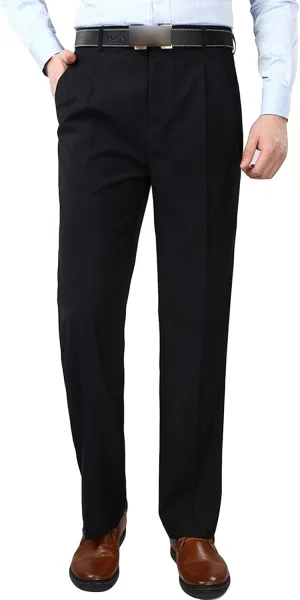 Men's Classic Fit Flat Front Dress Pants Skinny Casual Business Chino Pants Stretch Slim Fit Skinny Suit Pants (32,Dark Blue)