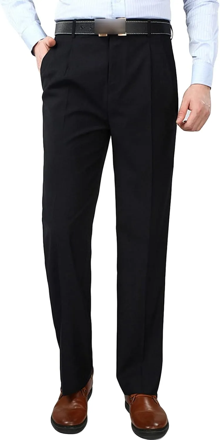 Men's Classic Fit Flat Front Dress Pants Skinny Casual Business Chino Pants Stretch Slim Fit Skinny Suit Pants (32,Dark Blue)
