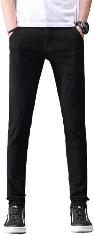 Men's Classic Khaki Casual Pants, Business Slim Fit Cotton Stretch Trousers