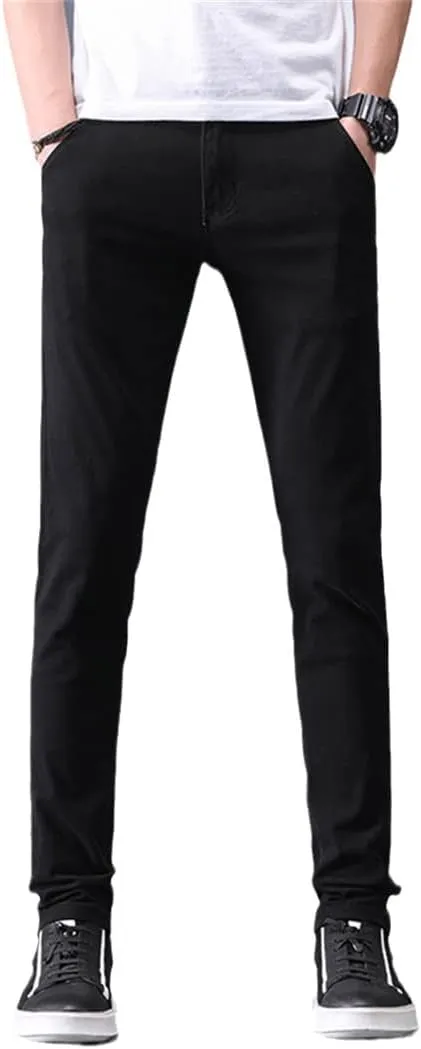 Men's Classic Khaki Casual Pants, Business Slim Fit Cotton Stretch Trousers