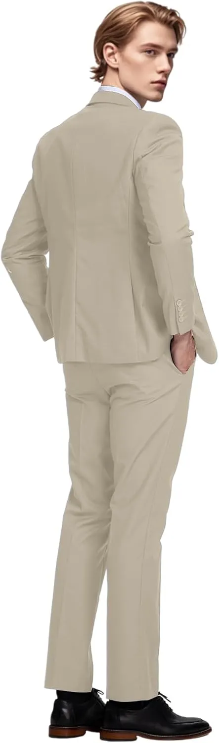 Men's Green Classic Fit 3-Piece Suit Set: Double Breasted Tuxedo for Wedding, Prom, Business