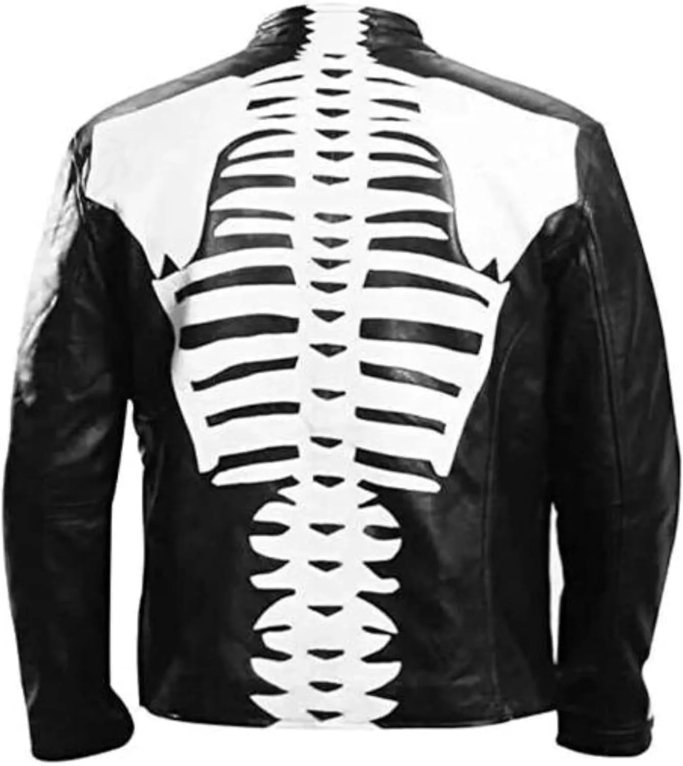 Mens Skeleton Bones Leather Jacket | Halloween Cosplay Zombie Biker Real Leather Jacket