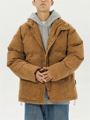 Men's Street Fashion Warm Cotton Padded Corduroy Coats