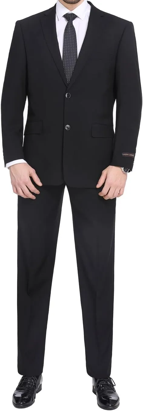 Men's Suit 2 Piece Classic Fit 2 Button Single Breasted Business Jacket Blazer Flat Pants Set