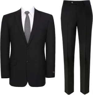 Men's Suit 2 Piece Classic Fit 2 Button Single Breasted Business Jacket Blazer Flat Pants Set