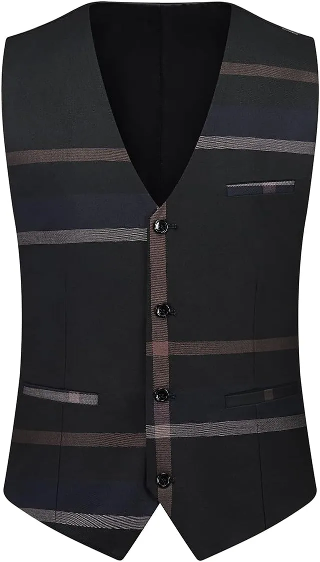 Mens Suits 3 Piece Check Plaid Suit Single Breasted One Button Jackets Formal Dress Party Prom Tuxedo Suits Blazer Set