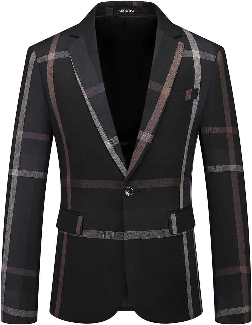 Mens Suits 3 Piece Check Plaid Suit Single Breasted One Button Jackets Formal Dress Party Prom Tuxedo Suits Blazer Set