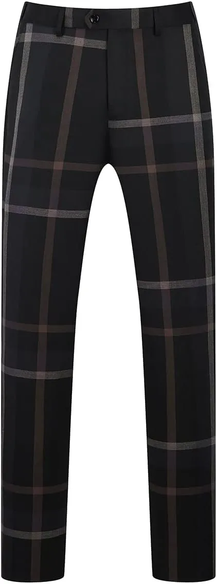 Mens Suits 3 Piece Check Plaid Suit Single Breasted One Button Jackets Formal Dress Party Prom Tuxedo Suits Blazer Set
