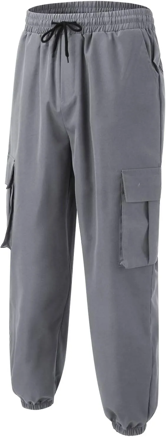 Mens Workout Cargo Sweatpants Cargo Pants Hiking Pant Workout Joggers Men's Reflective Cargo Pants Hiphop Punk Jogger