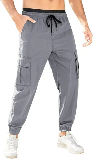 Mens Workout Cargo Sweatpants Cargo Pants Hiking Pant Workout Joggers Men's Reflective Cargo Pants Hiphop Punk Jogger
