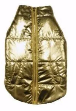 METALLIC PUFFER DOG COAT GOLD