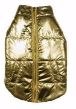 METALLIC PUFFER DOG COAT GOLD