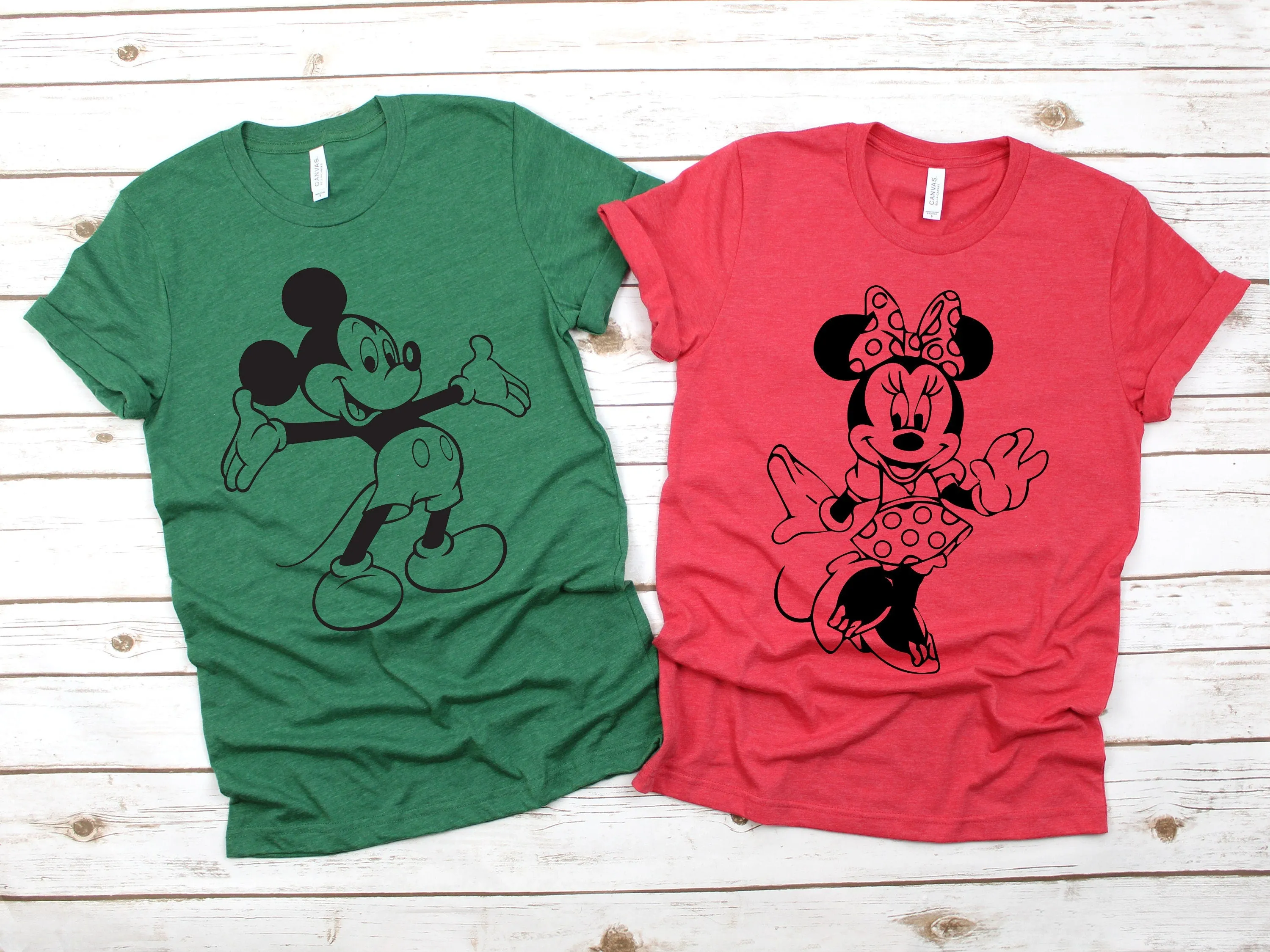 Minnie and Mickey Full Body Character T Shirts - Vintage Disney Couples Shirt - Disney Matching Shirts - Christmas Disney Shirts