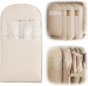 New Space Saving Hanging Garment Bag with Self Compression Zipper, Dust Cover Clothes Bags for Home,Storage Bag, Compressible Clothes, Coat Hanging Cover, Household Wardrobe Transparent Bag