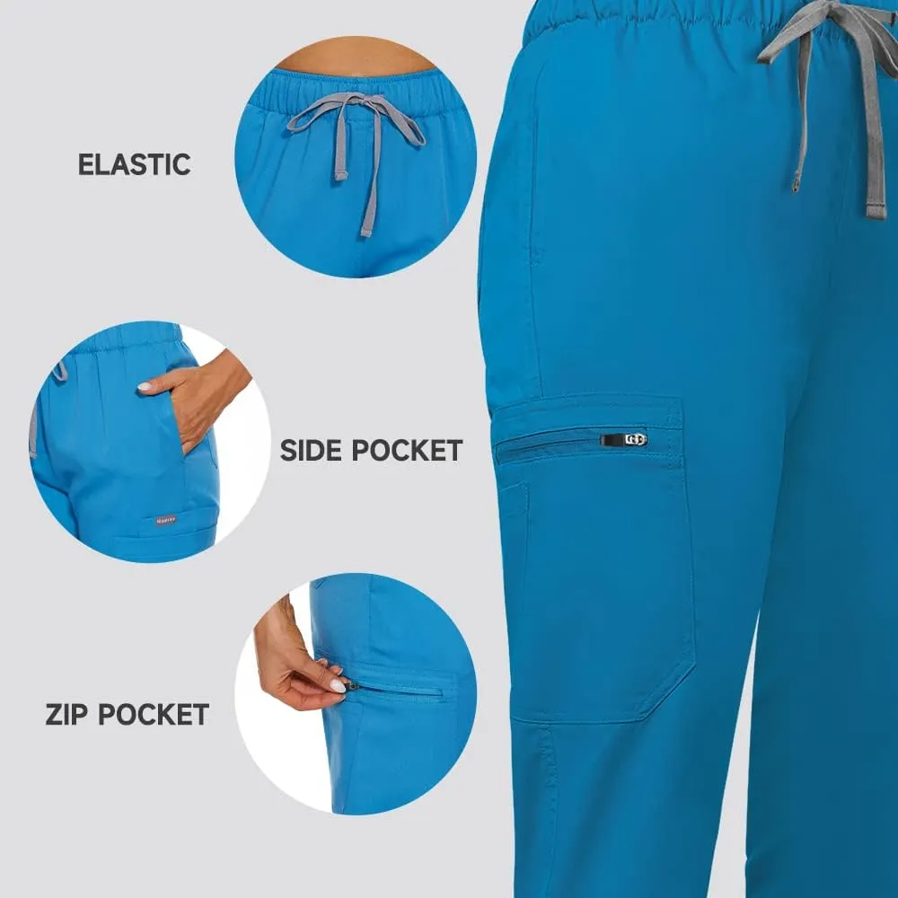 Niaahinn Classic Scrub Set for Women - Top Workwear & Yoga Jogger Pants Nursing Uniform