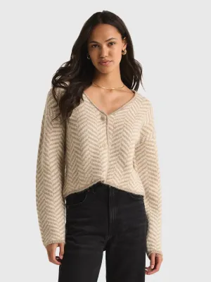 NOEMI HERRINGBONE CARDIGAN
