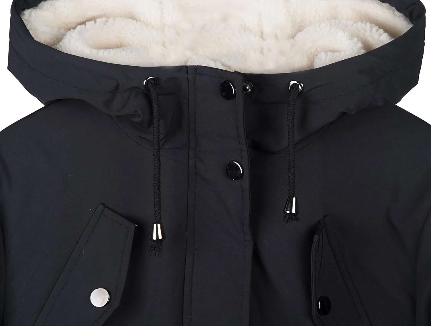 NUTEXROL Women's Winter Thicken Hooded Sherpa Lined Parka Military Anorak Jacket Warm Short Cotton Coats for Women