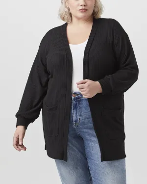 Odelia Balloon-Sleeve Cardigan | Black