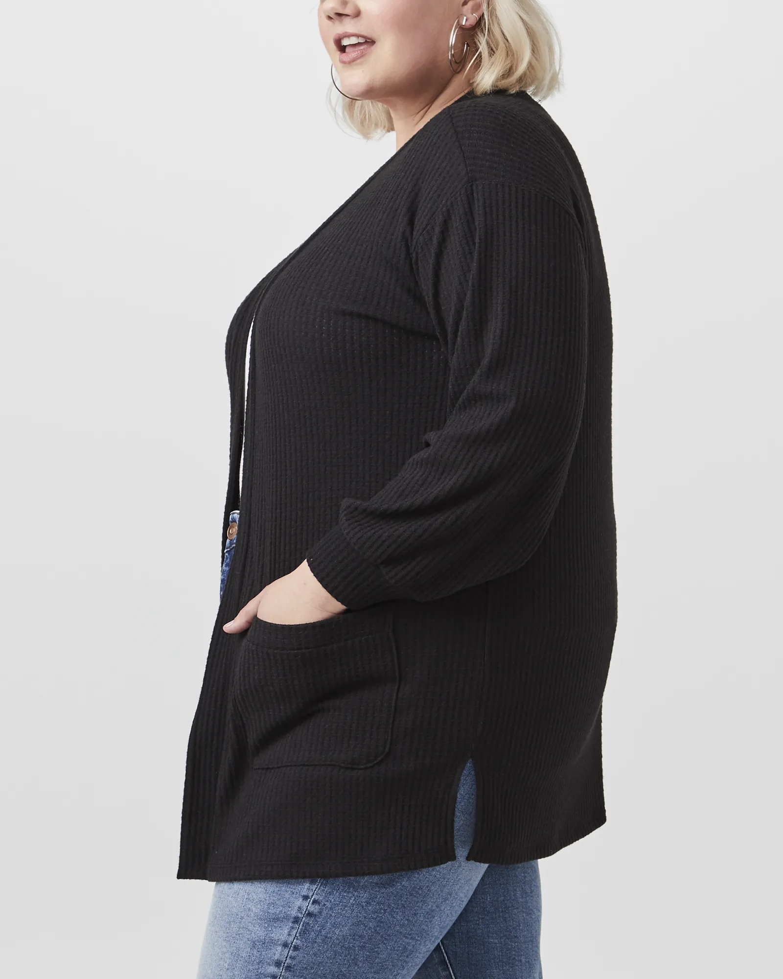Odelia Balloon-Sleeve Cardigan | Black