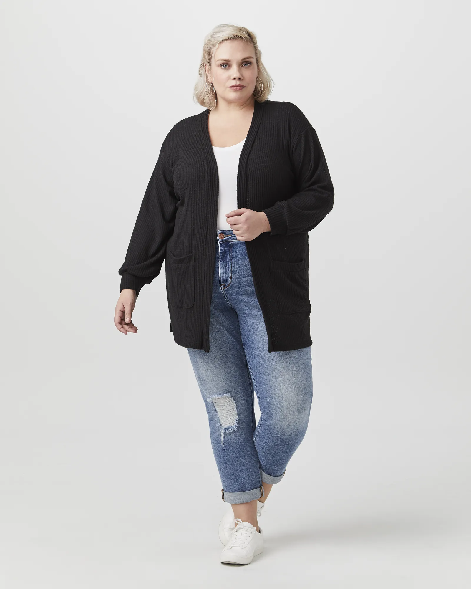 Odelia Balloon-Sleeve Cardigan | Black