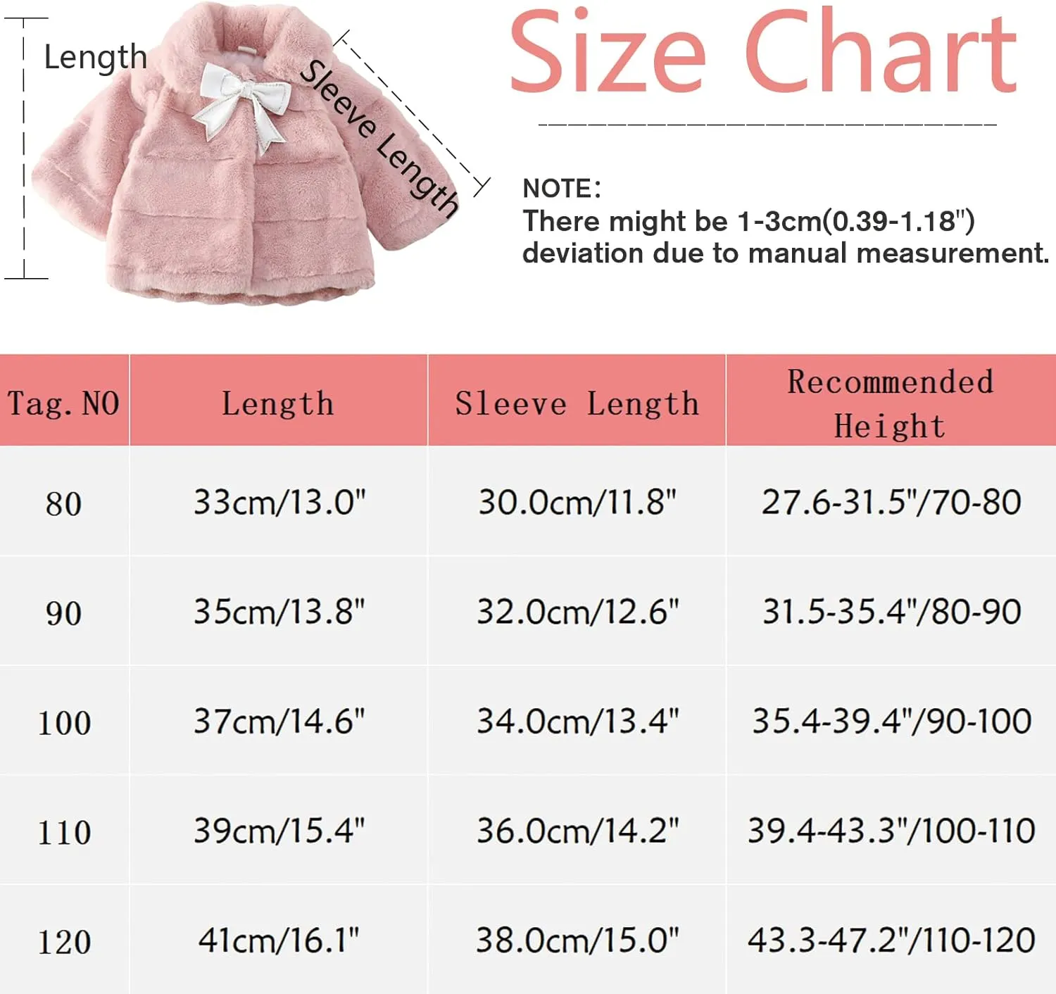 Panegy Baby Girl Winter Fur Coat Fuzzy Cute Warm Cape Jacket Cloak Overcoat 6 Months - 5 Years Thick Outwear
